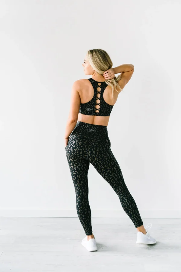 Sports Bras>Maven Thread Courage Sports Bra - Black w/Brown Leopard