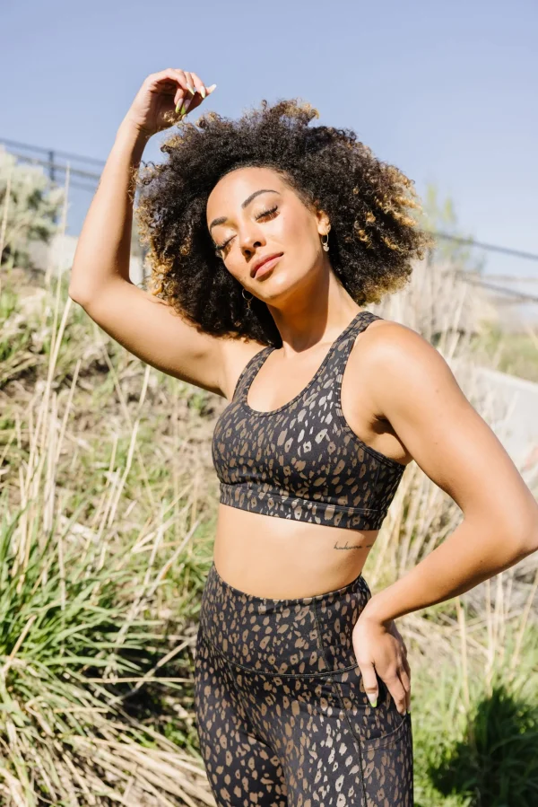 Sports Bras>Maven Thread Courage Sports Bra - Black w/Brown Leopard