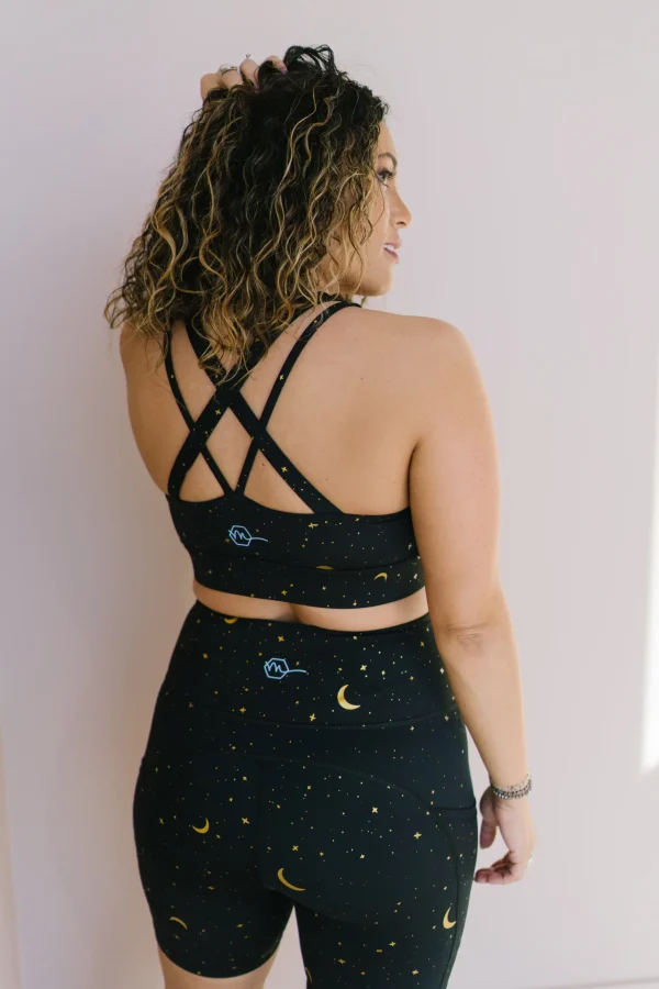 Sports Bras>Maven Thread Criss Cross Sports Bra - Moons
