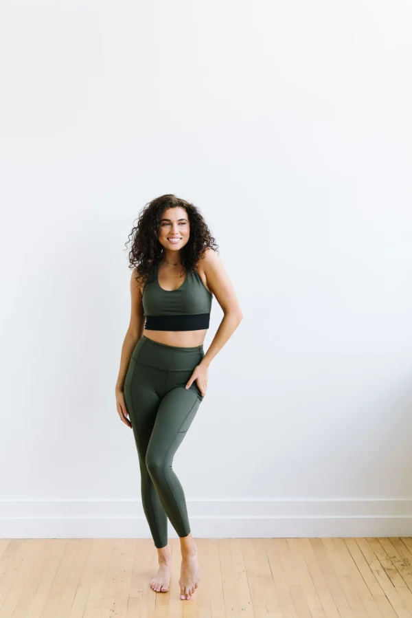 Sports Bras>Maven Thread Criss Cross Sports Bra - Olive Green / Black