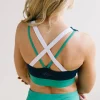 Sports Bras>Maven Thread Criss Cross Sports Bra - Teal Colorblock
