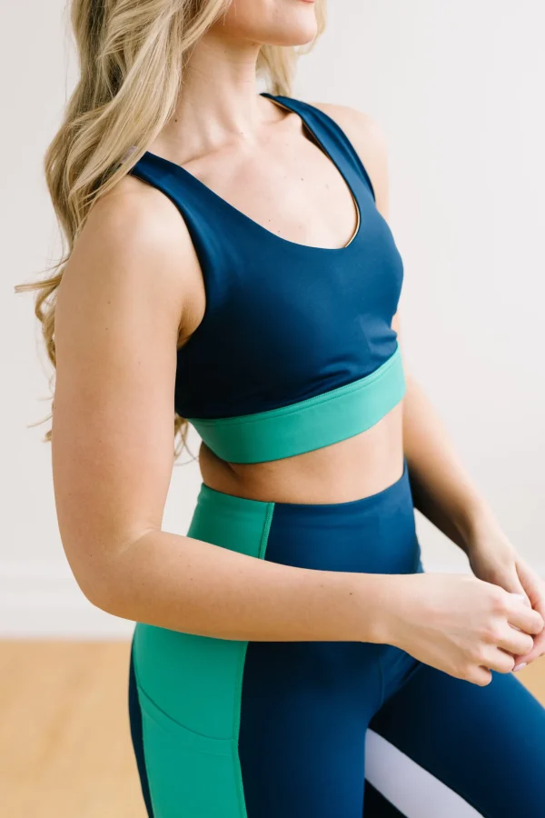 Sports Bras>Maven Thread Criss Cross Sports Bra - Teal Colorblock