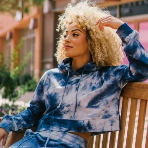 Hoodies + Sleep | Hoodies>Maven Thread Crop Hoodie - Navy Tie Dye