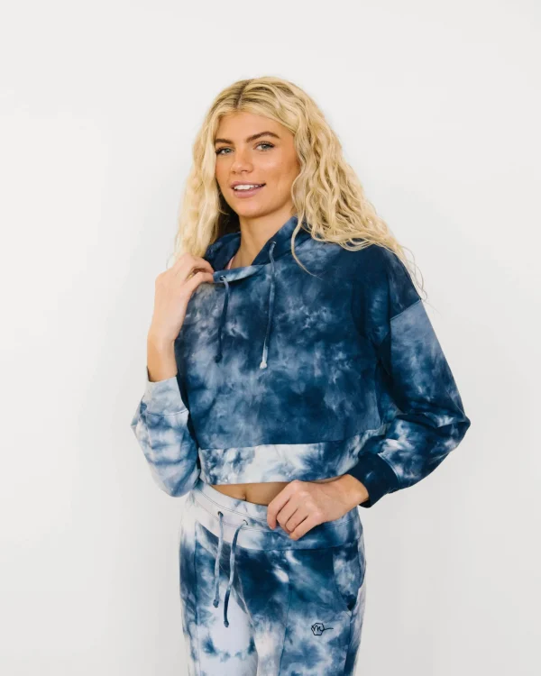 Hoodies + Sleep | Hoodies>Maven Thread Crop Hoodie - Navy Tie Dye