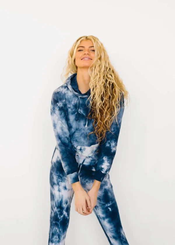 Hoodies + Sleep | Hoodies>Maven Thread Crop Hoodie - Navy Tie Dye