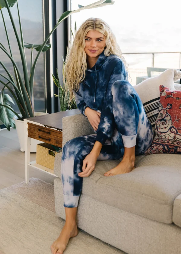 Hoodies + Sleep | Hoodies>Maven Thread Crop Hoodie - Navy Tie Dye