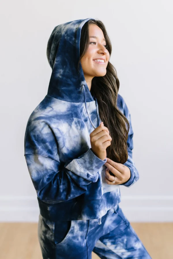 Hoodies + Sleep | Hoodies>Maven Thread Crop Hoodie - Navy Tie Dye