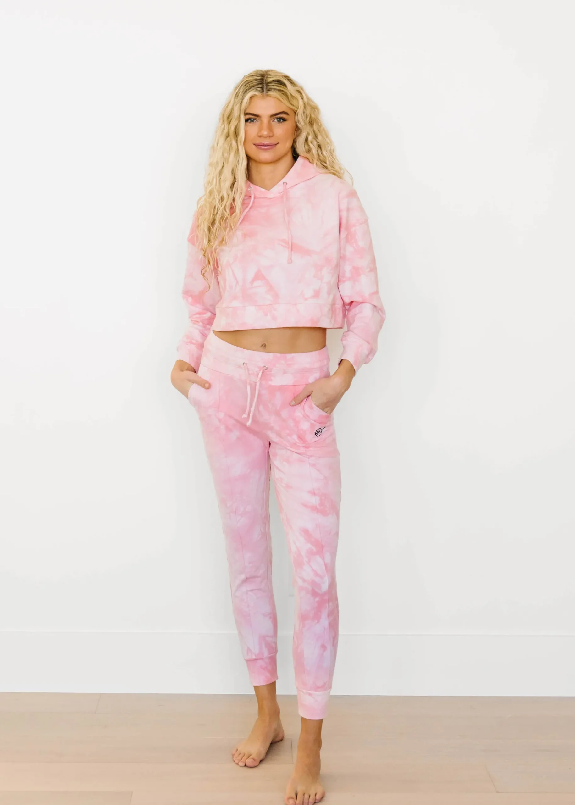 crop_hoodie__pink_tie_dye_3.webp Outerwear | Hoodies + Sleep>Maven Thread Crop Hoodie - Pink Tie Dye