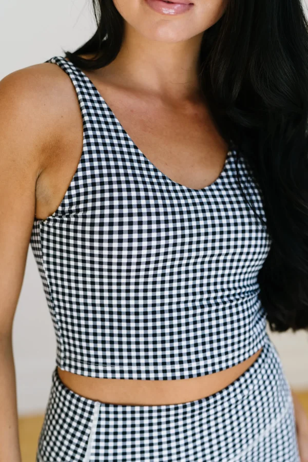 Sports Bras | Tanks>Maven Thread Crop Tank Sports Bra - Bu0026W Gingham