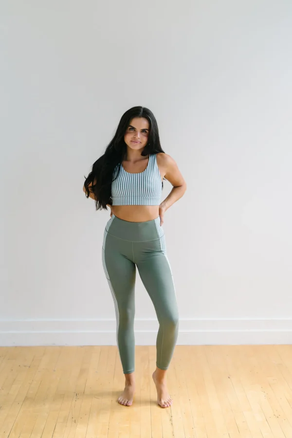 Sports Bras>Maven Thread Fierce Sports Bra - Sage Stripe