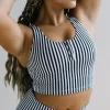 Swim Tops | Swim Tops>Maven Thread Henley Bikini Crop Top - Bu0026W Stripe