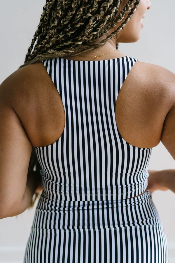 Swim Tops | Swim Tops>Maven Thread Henley Bikini Crop Top - Bu0026W Stripe