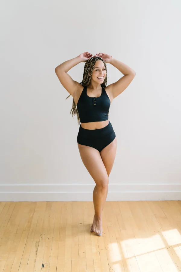 Swim Tops | Swim Tops>Maven Thread Henley Bikini Crop Top - Black