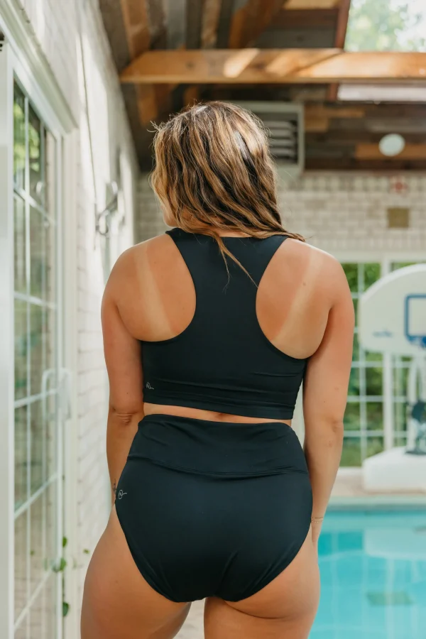 Swim Tops | Swim Tops>Maven Thread Henley Bikini Crop Top - Black