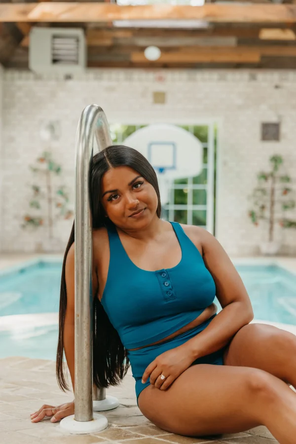 Swim Tops | Swim Tops>Maven Thread Henley Bikini Crop Top - Teal