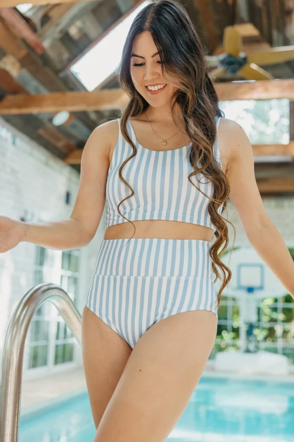 Swim Bottoms | Swim Bottoms>Maven Thread High Rise Bottoms - Blue Stripe
