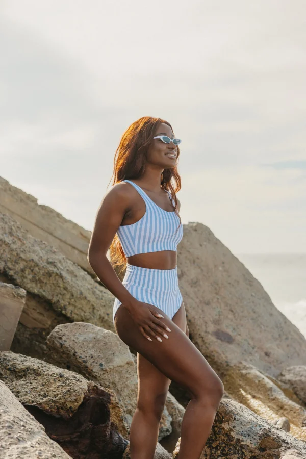 Swim Bottoms | Swim Bottoms>Maven Thread High Rise Bottoms - Blue Stripe