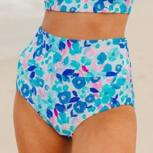 Swim Bottoms | Swim Bottoms>Maven Thread High Rise Bottoms - Blue Watercolor Floral