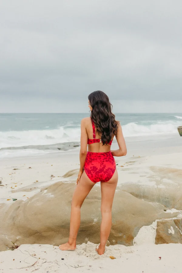 Swim Bottoms | Swim Bottoms>Maven Thread High Rise Bottoms - Crimson Floral