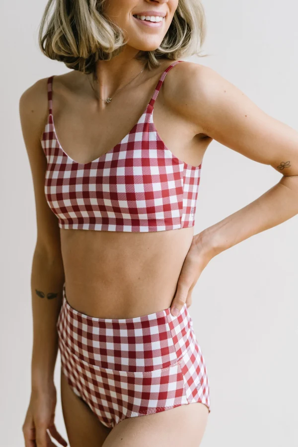 Swim Bottoms | Swim Bottoms>Maven Thread High Rise Bottoms - Red Gingham