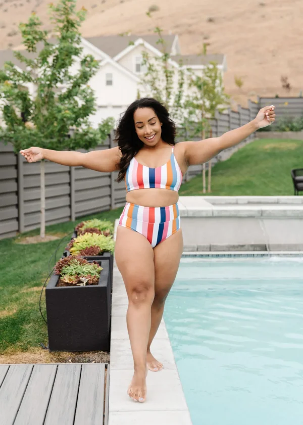 Swim Bottoms | Swim Bottoms>Maven Thread High Rise Bottoms - Retro Stripe