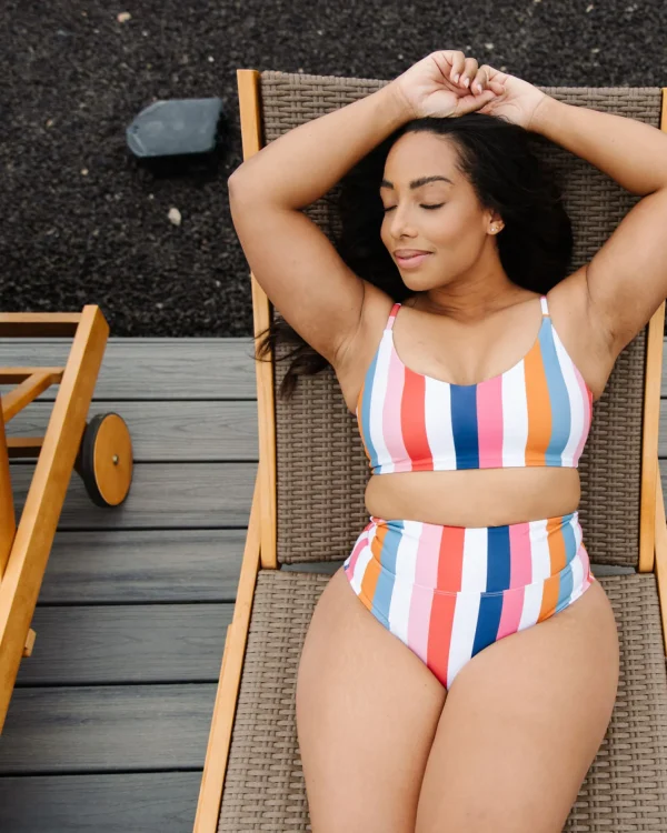 Swim Bottoms | Swim Bottoms>Maven Thread High Rise Bottoms - Retro Stripe