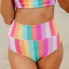 Swim Bottoms | Swim Bottoms>Maven Thread High Rise Bottoms - Sherbet Stripes