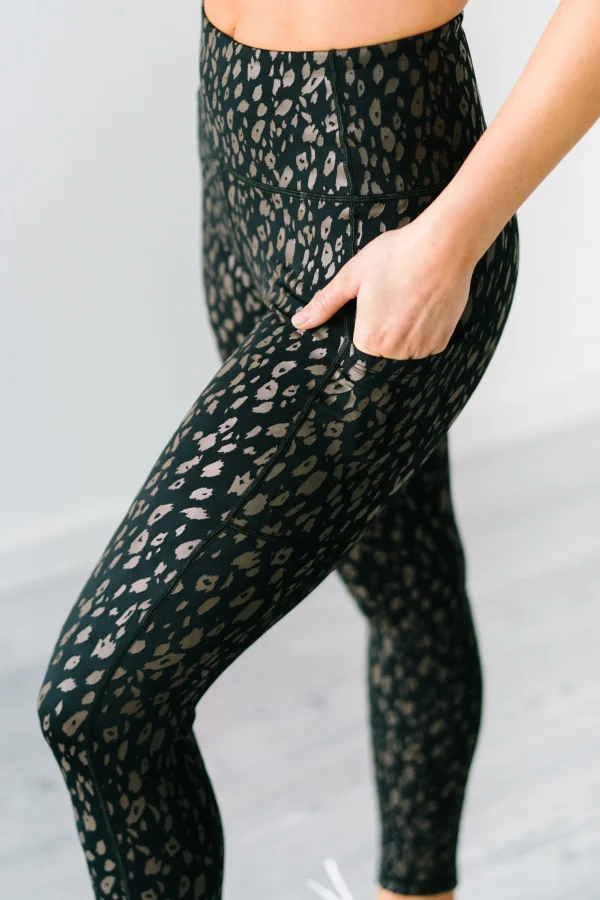 Leggings>Maven Thread Inspire Leggings - Black w/Brown Leopard