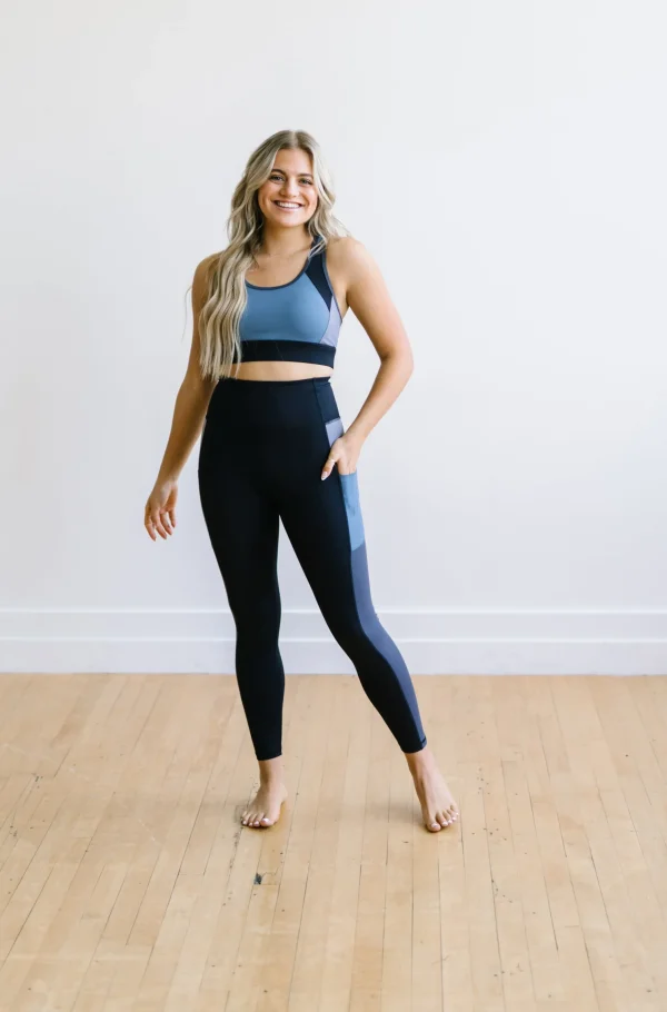 Leggings>Maven Thread Inspire Leggings - Blue Colorblock