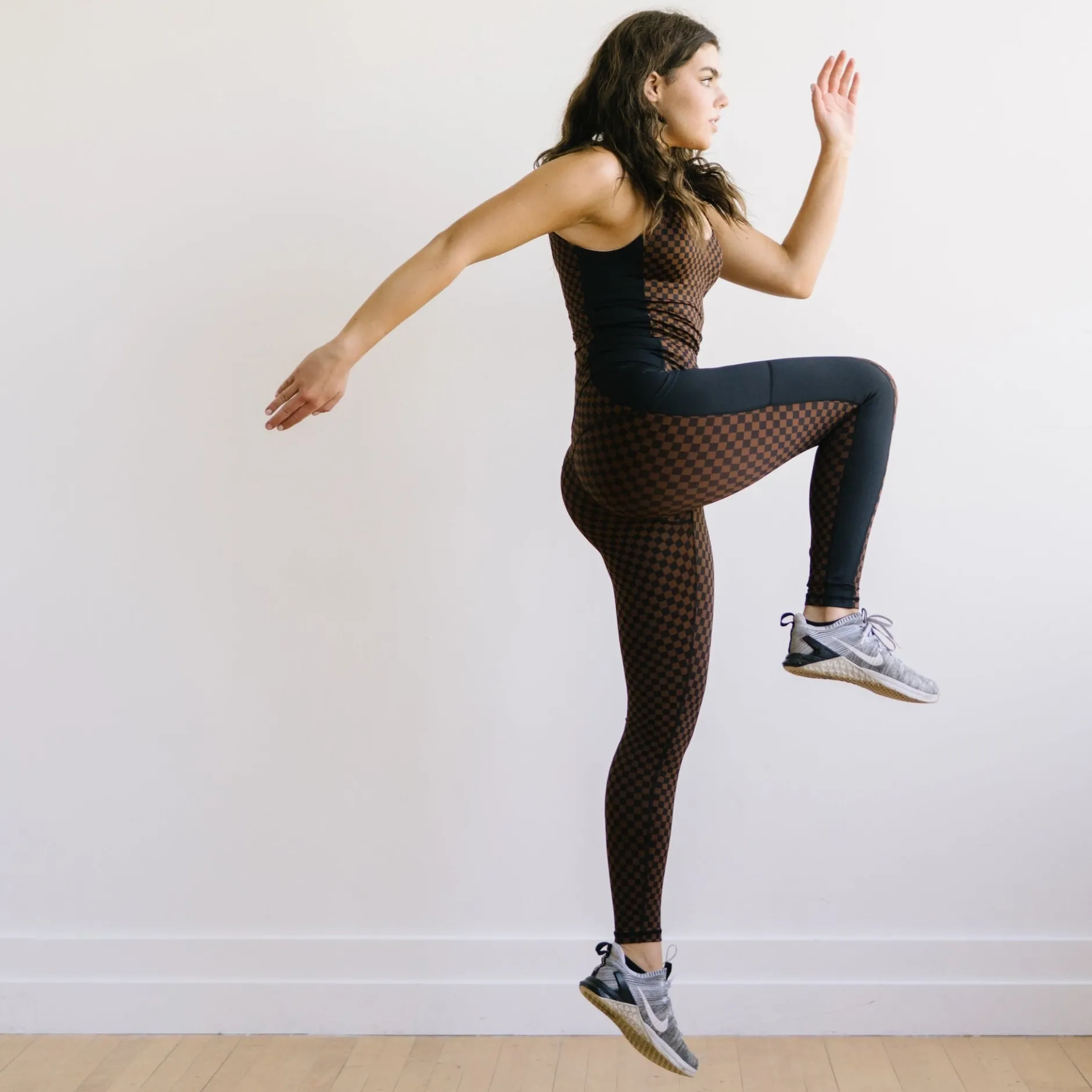 inspire_leggings__brown_c_3.webp Leggings>Maven Thread Inspire Leggings - Brown Checkered