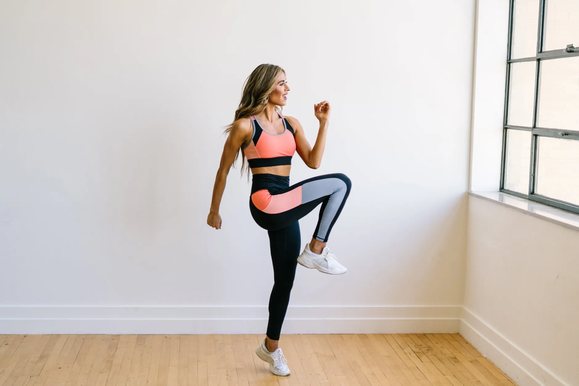 inspire_leggings__coral_c_2.webp Leggings>Maven Thread Inspire Leggings - Coral Colorblock