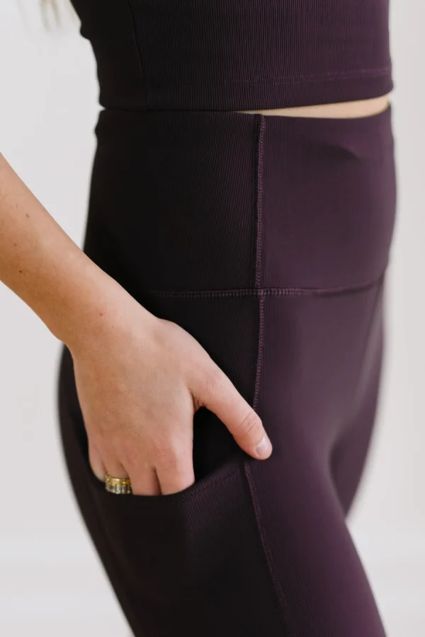 Leggings>Maven Thread Inspire Leggings - Eggplant Ribbed