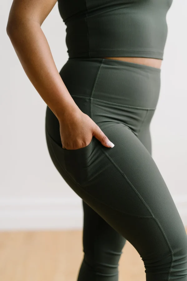 Leggings>Maven Thread Inspire Leggings - Green Ribbed