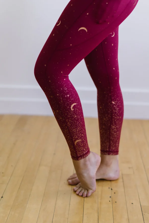 Leggings>Maven Thread Inspire Leggings - Maroon Moons