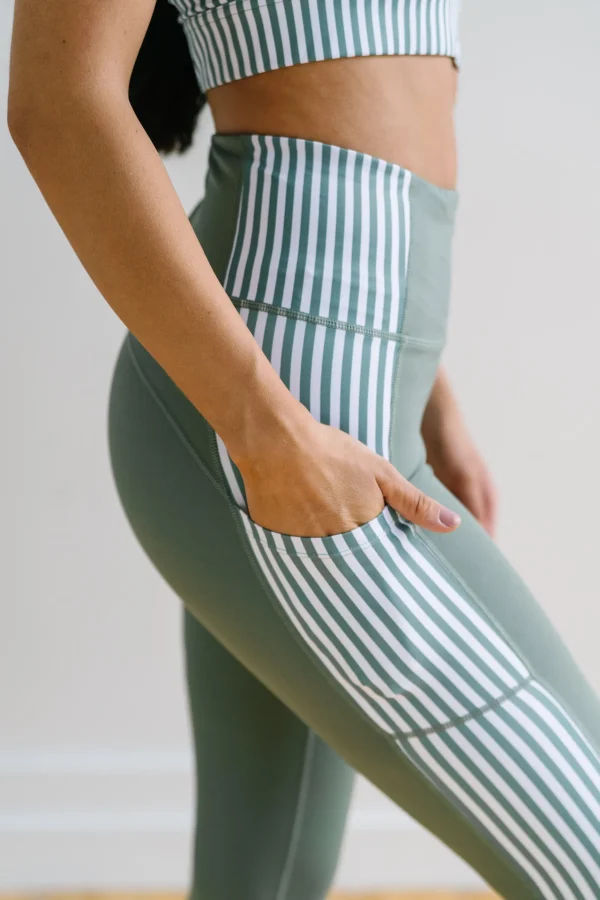 Leggings>Maven Thread Inspire Leggings - Sage Stripe