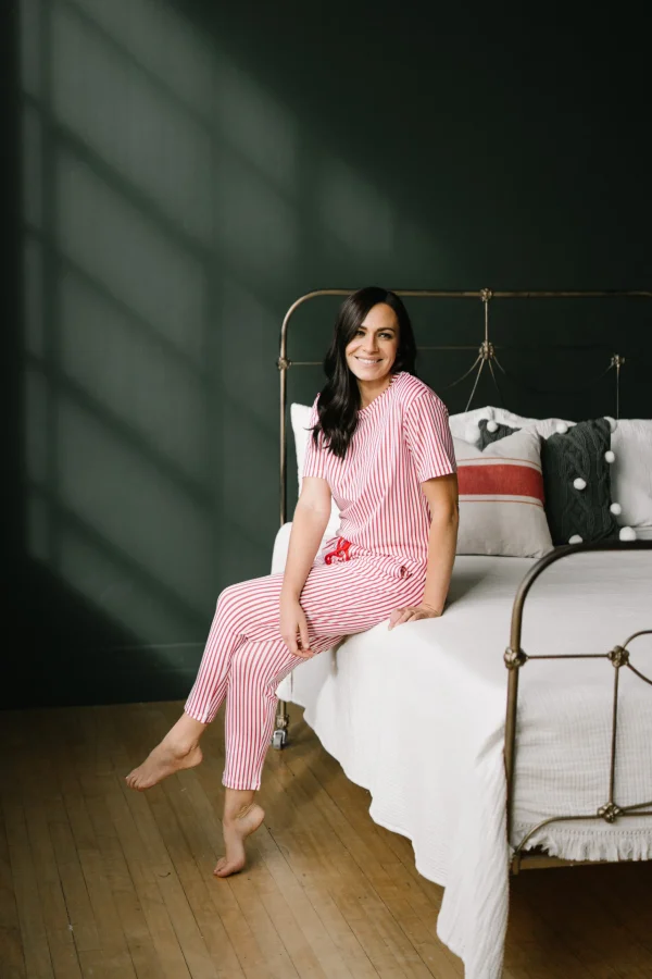 Pajamas | Shorts>Maven Thread Lounge Premium Pajama Short Sleeve Top - Peppermint