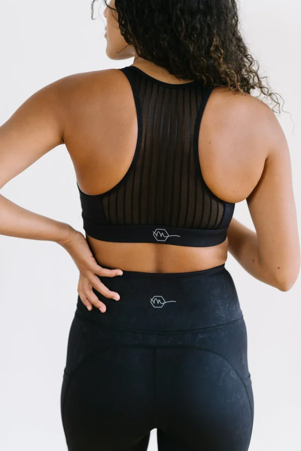 Sports Bras>Maven Thread Mesh Sports Bra - Black Snakeskin