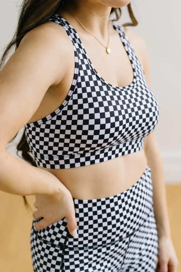 Sports Bras>Maven Thread Power Sports Bra - Bu0026W Checkered