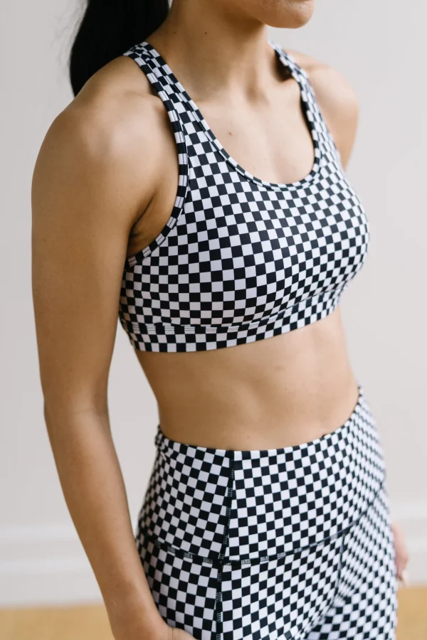 Sports Bras>Maven Thread Power Sports Bra - Bu0026W Checkered