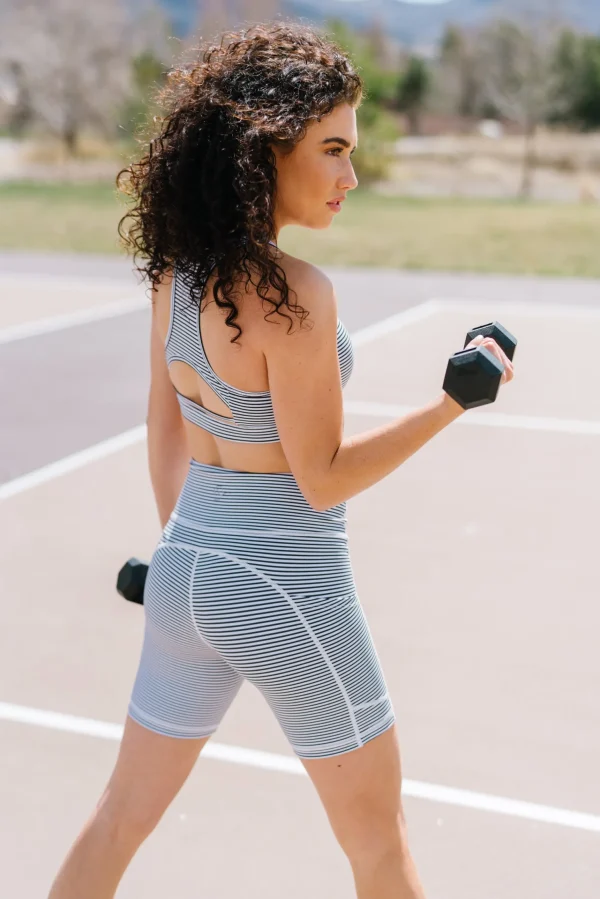 Sports Bras>Maven Thread Power Sports Bra - Bu0026W Stripe