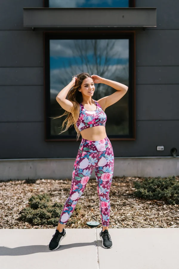 Sports Bras>Maven Thread Power Sports Bra - Maroon Floral