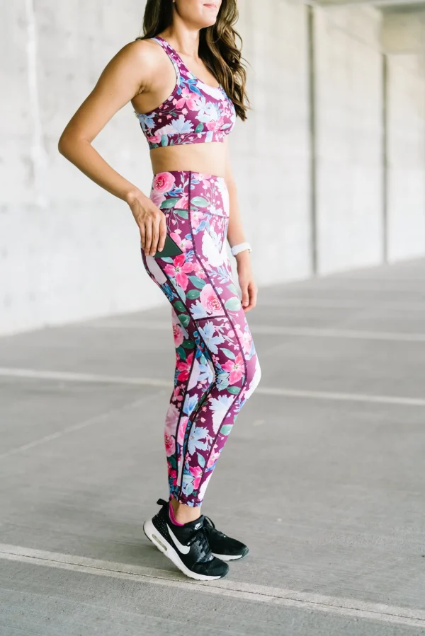Sports Bras>Maven Thread Power Sports Bra - Maroon Floral