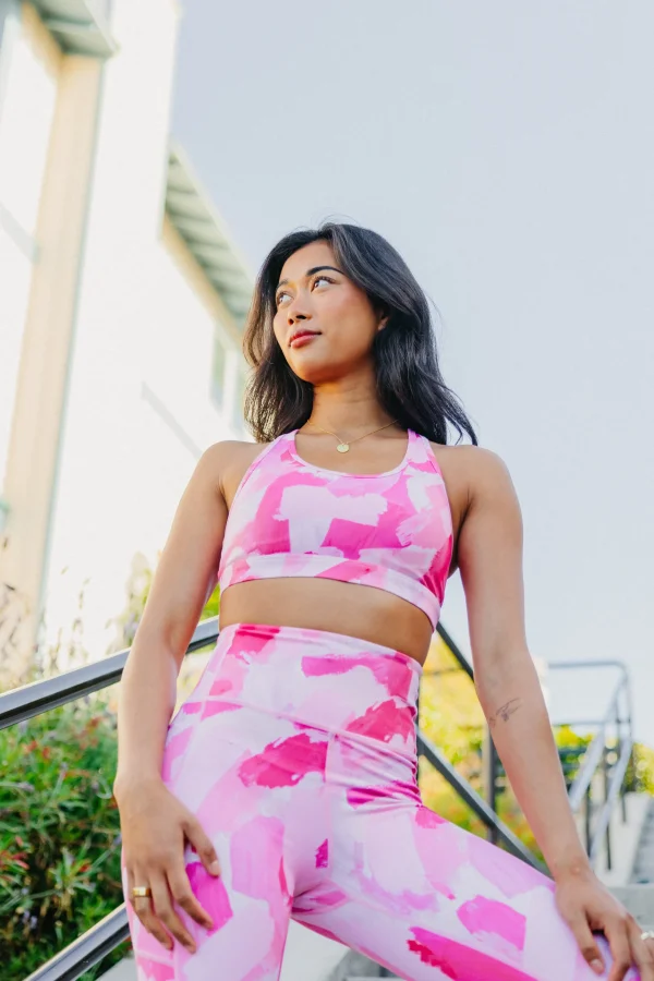 Sports Bras>Maven Thread Power Sports Bra - Pink Brushstroke