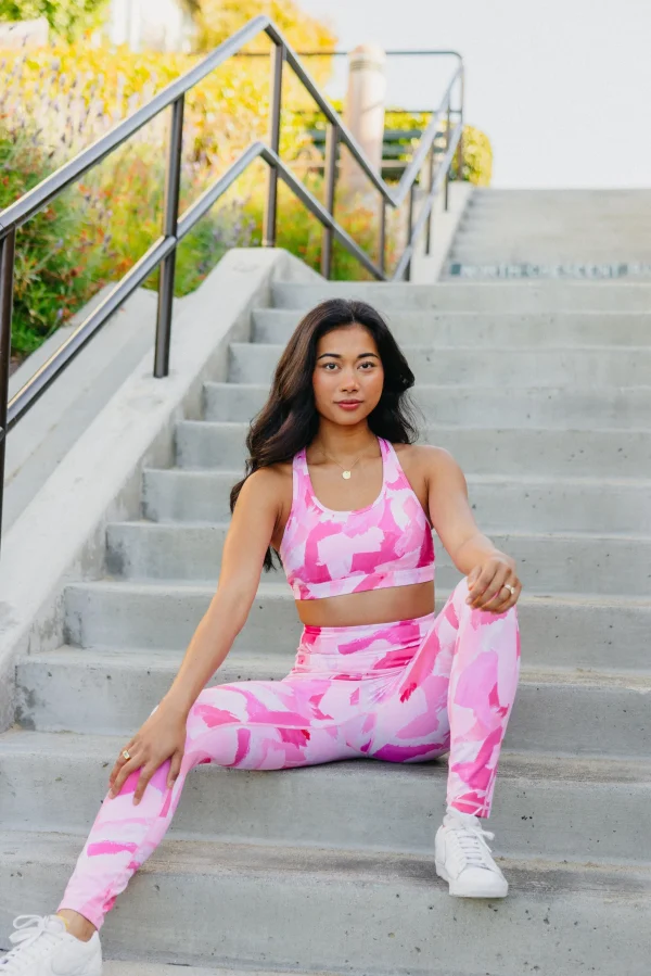 Sports Bras>Maven Thread Power Sports Bra - Pink Brushstroke