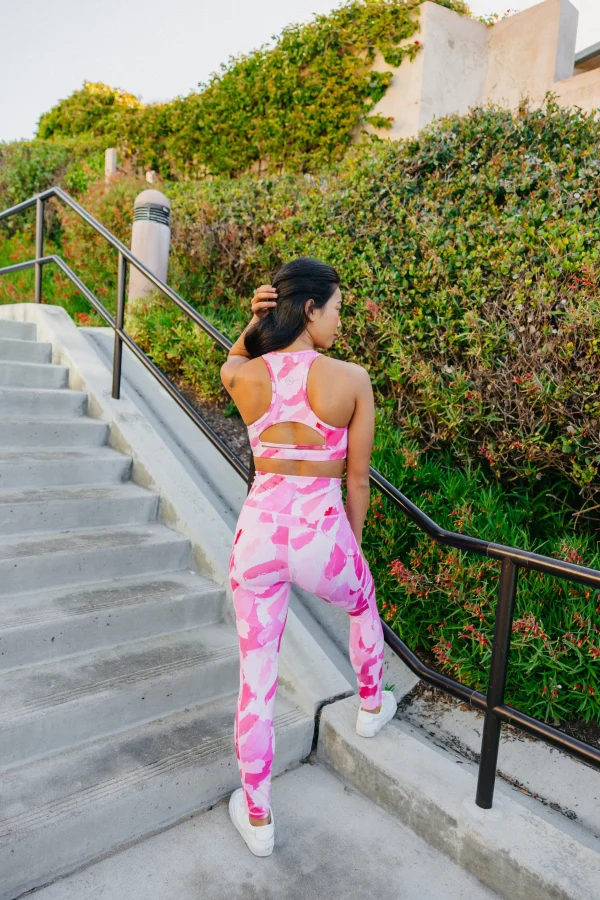 Sports Bras>Maven Thread Power Sports Bra - Pink Brushstroke