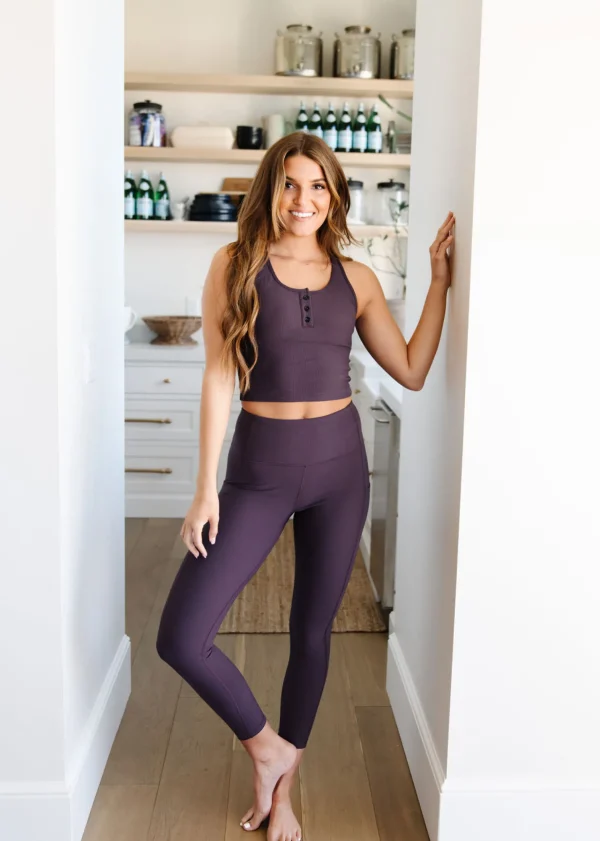 Sports Bras | Tanks>Maven Thread Ribbed Crop Tank Sports Bra - Eggplant