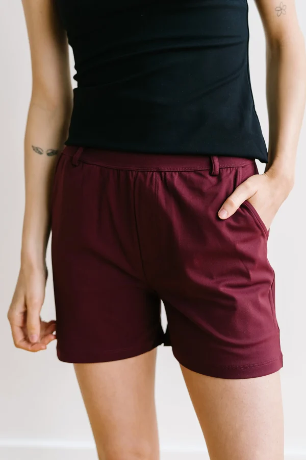 Trousers | Shorts>Maven Thread Work Hard Play Hard Trouser Shorts - Maroon
