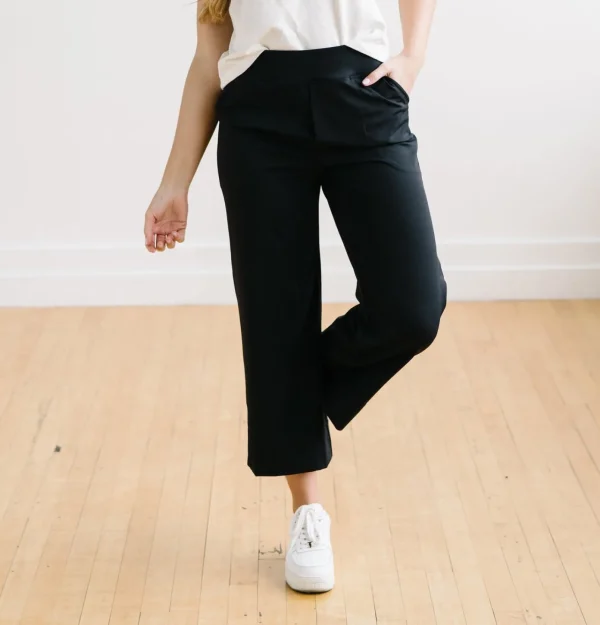 Trousers | Sweats + Pjs + Lounge>Maven Thread Work Hard Play Hard Wide Leg Trouser - Black