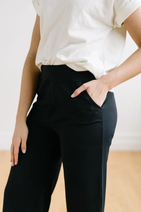 Trousers | Sweats + Pjs + Lounge>Maven Thread Work Hard Play Hard Wide Leg Trouser - Black