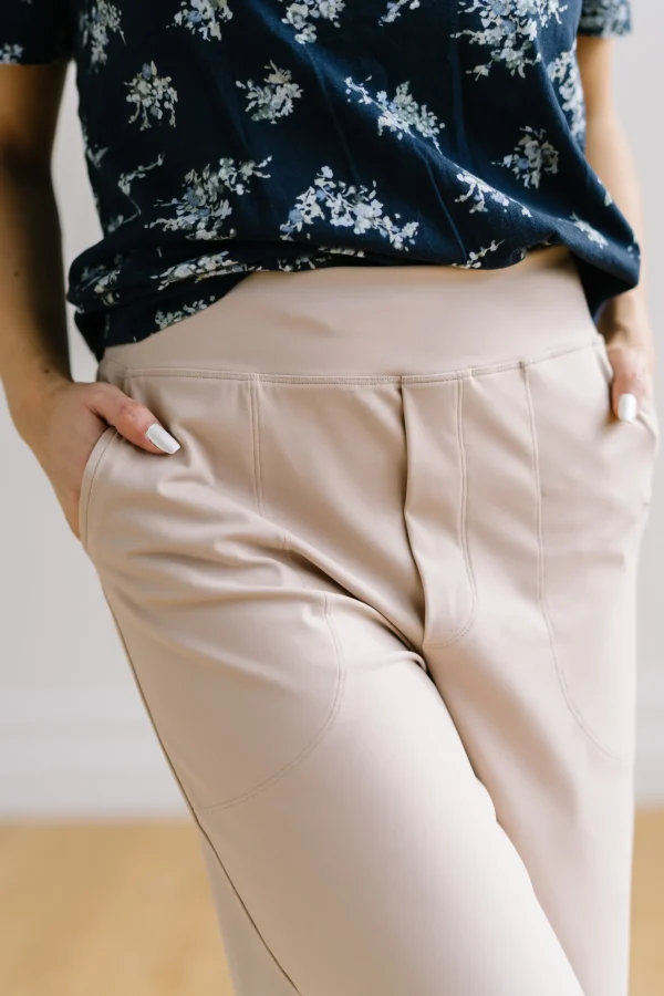 Trousers | Sweats + Pjs + Lounge>Maven Thread Work Hard Play Hard Wide Leg Trouser - Light Khaki